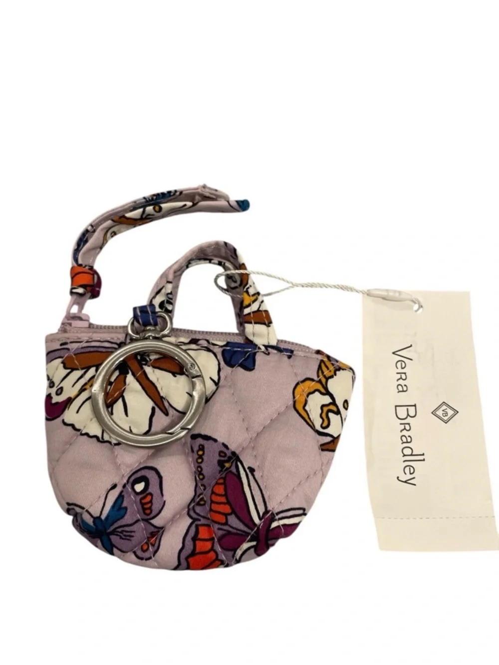 Vera Bradley Original Tote Bag Charm Key Chain for Women Lilac Wing in Flight - Picture 4 of 6
